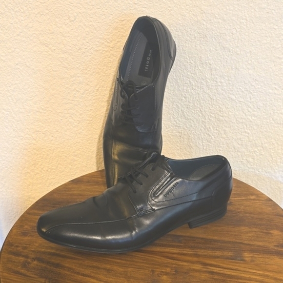 Bugatti 1802 |Mens Black Premium Leather Dress Shoes Oxfords MINT! 44 Sz.11 main image 5